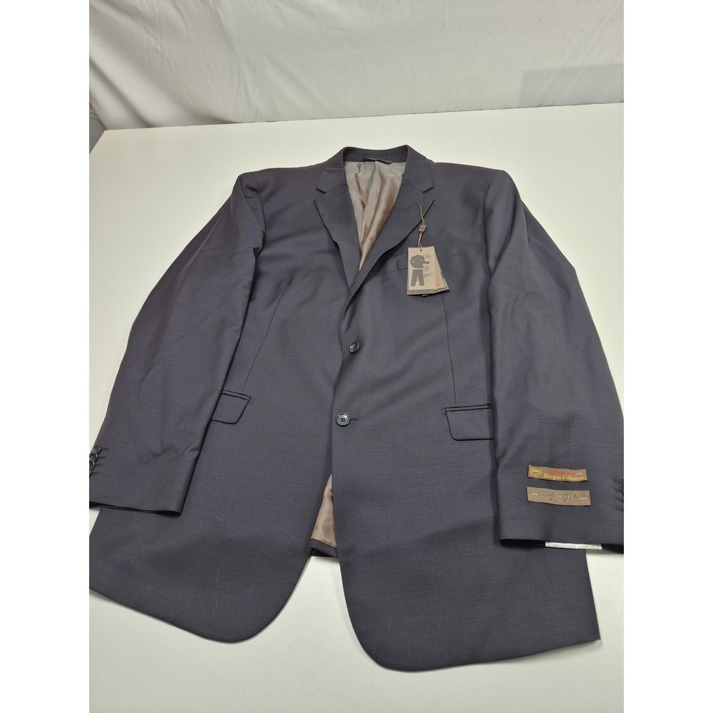 Prontomoda Suit Jacket Mens 46 Long Navy Merino Wool Super 140s Oxford 2B NWT